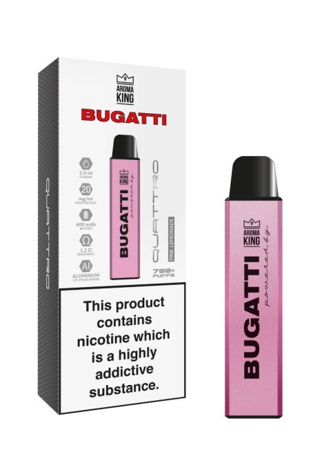 Jednorazowy e-papieros Aroma King Bugatti Quattro 700 puffs 20mg - Pink Lemonade Jednorazowy e-papieros Aroma King Bugatti Quattro 700 puffs 20mg - Pink Lemonade