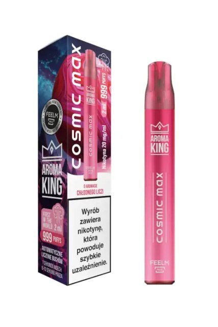 Jednorazowy e-papieros Aroma King Cosmic Max 999+ puffs 20mg - Lychee Ice Jednorazowy e-papieros Aroma King Cosmic Max 999+ puffs 20mg - Lychee Ice