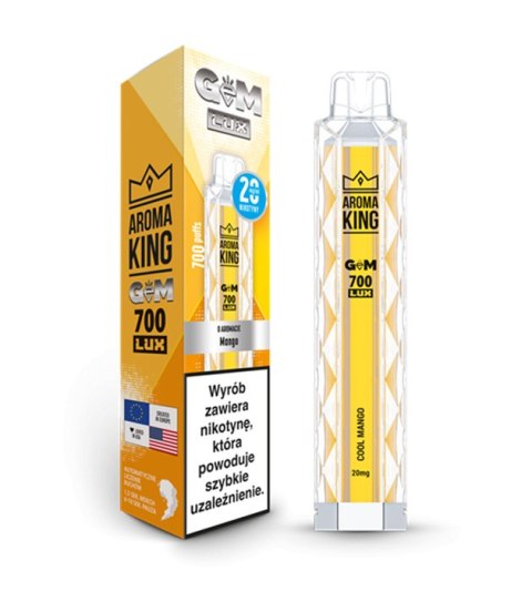 Jednorazowy e-papieros Aroma King GEM LUX 700 20mg - Cool Mango Jednorazowy e-papieros Aroma King GEM LUX 700 20mg - Cool Mango