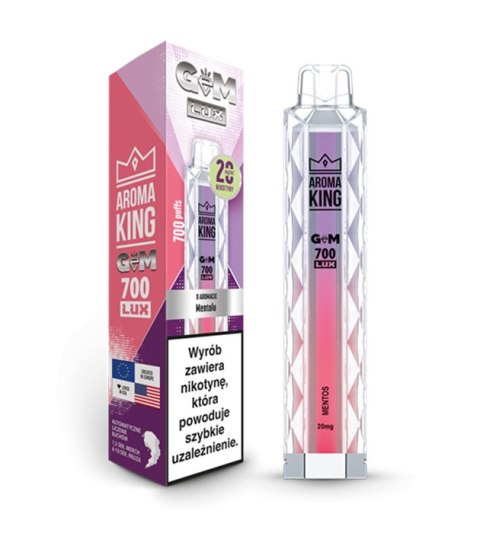 Jednorazowy e-papieros Aroma King GEM LUX 700 20mg - Mentos Jednorazowy e-papieros Aroma King GEM LUX 700 20mg - Mentos