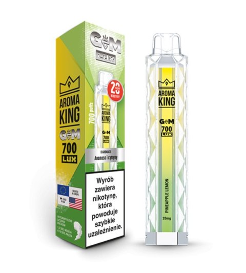 Jednorazowy e-papieros Aroma King GEM LUX 700 20mg - Pineapple Lemon Jednorazowy e-papieros Aroma King GEM LUX 700 20mg - Pineapple Lemon