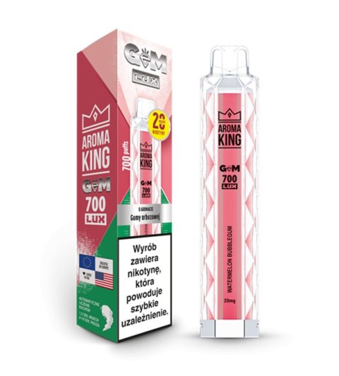 Jednorazowy e-papieros Aroma King GEM LUX 700 20mg - Watermelon Bubblegum Jednorazowy e-papieros Aroma King GEM LUX 700 20mg - Watermelon Bubblegum