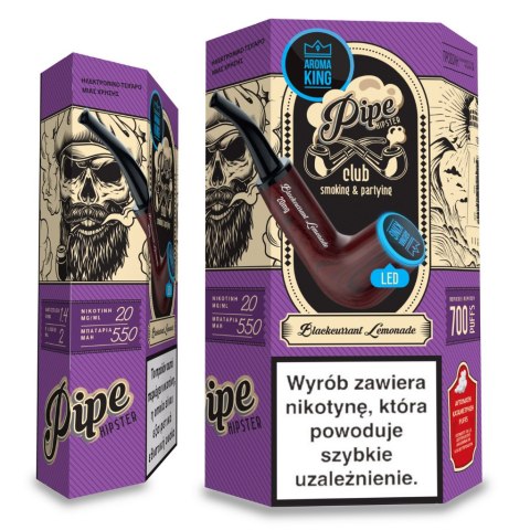 Jednorazowy e-papieros Aroma King Pipe Ray 700+ 20mg Salt - Blackcurrant Lemonade Jednorazowy e-papieros Aroma King Pipe Ray 700+ 20mg Salt - Blackcurrant Lemonade