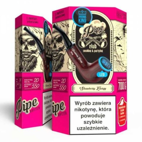 Jednorazowy e-papieros Aroma King Pipe Ray 700+ 20mg Salt - Strawberry Energy Jednorazowy e-papieros Aroma King Pipe Ray 700+ 20mg Salt - Strawberry Energy
