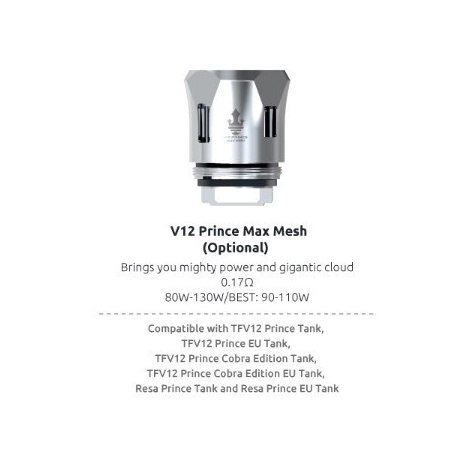 Grzałka SMOK - TFV12 Prince Max Mesh 0.17 ohm Grzałka SMOK - TFV12 Prince Max Mesh 0.17 ohm