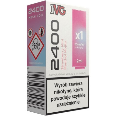 Wkład do e-papierosa IVG 2400 - Strawberry Mint Menthol Mojito 20mg Wkład do e-papierosa IVG 2400 - Strawberry Mint Menthol Mojito 20mg