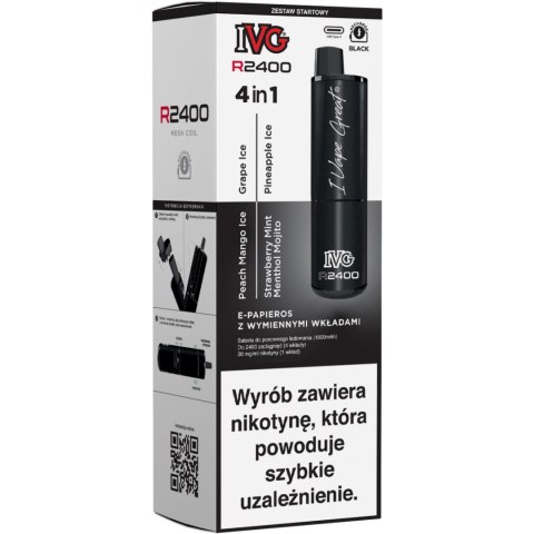 Wielorazówka IVG 2400 Starter Kit Czarny + 4 smaki Wielorazówka IVG 2400 Starter Kit Czarny + 4 smaki