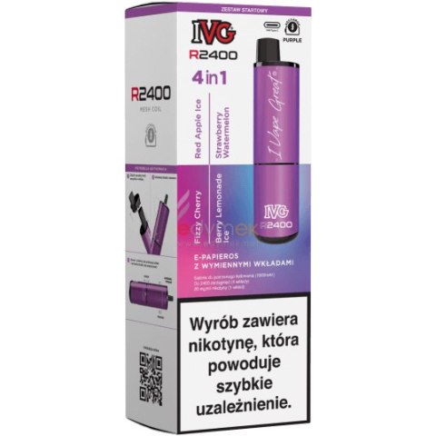 Wielorazówka IVG 2400 Starter Kit Fioletowy + 4 smaki Wielorazówka IVG 2400 Starter Kit Fioletowy + 4 smaki