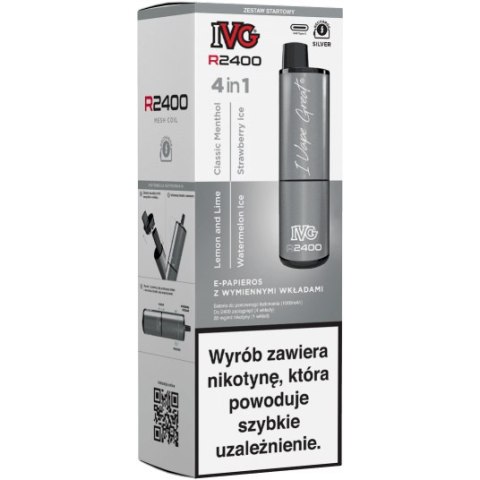 Wielorazówka IVG Starter Kit Srebrny + 4 smaki Wielorazówka IVG Starter Kit Srebrny + 4 smaki