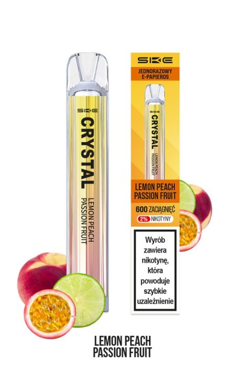 Jednorazowy e-papieros SKE Crystal 600 Puffs 20mg - Lemon Peach Passionfruit Jednorazowy e-papieros SKE Crystal 600 Puffs 20mg - Lemon Peach Passionfruit