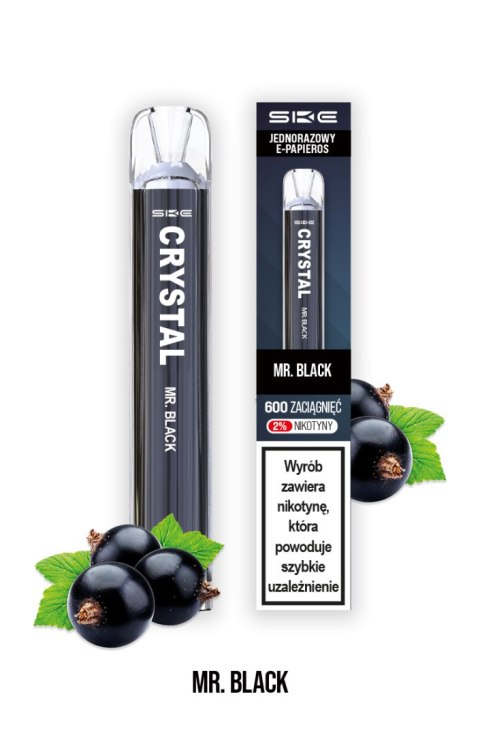 Jednorazowy e-papieros SKE Crystal 600 Puffs 20mg - Mr. Black Jednorazowy e-papieros SKE Crystal 600 Puffs 20mg - Mr. Black