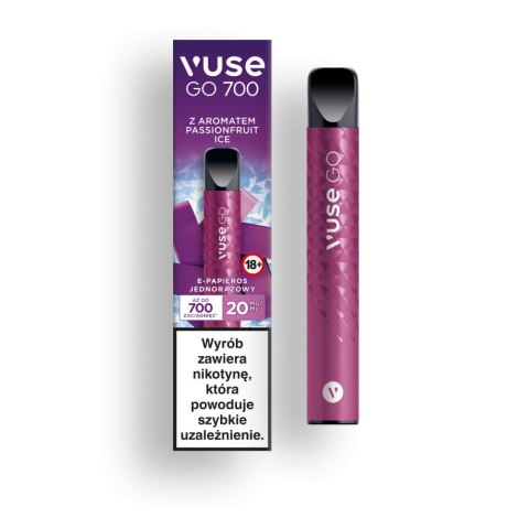 Jednorazowy e-papieros Vuse Go 700 puffs 20mg - Passion Fruit Ice Jednorazowy e-papieros Vuse Go 700 puffs 20mg - Passion Fruit Ice